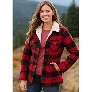 Torn by Ronny Kobo Buffalo Plaid Sherpa Jacket Womens Size L Y2k Lumberjack Coat
